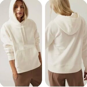 Athleta Retro Plush Hoodie XL Magnolia White